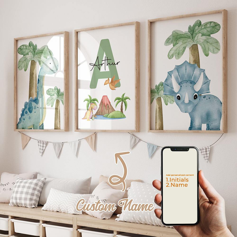 Home Decor Nepal - 3pcs Personalized Custom Name Cartoon Child