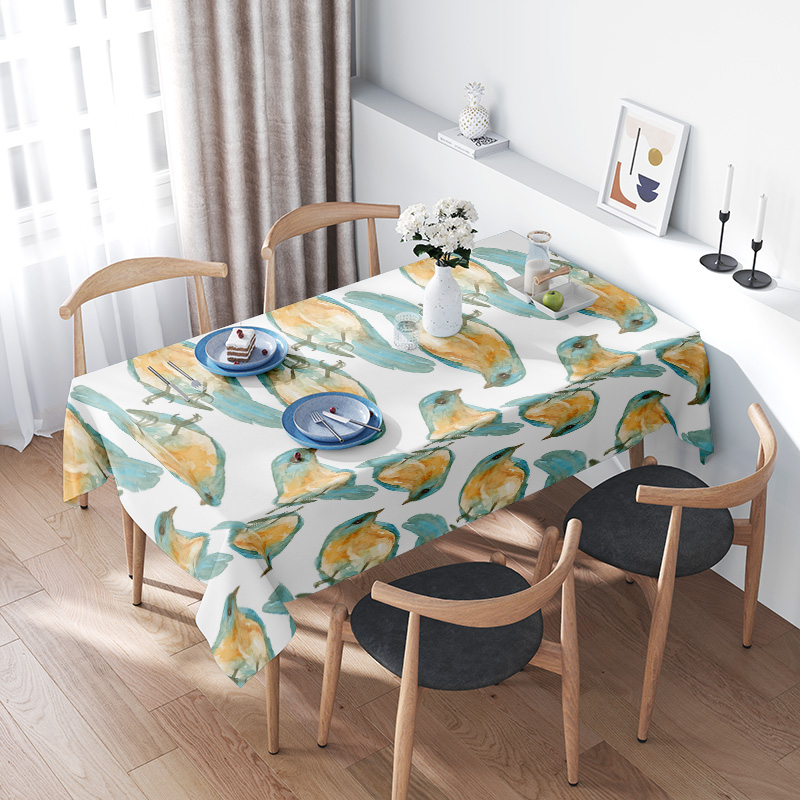 Home Decor Online Shopping - Watercolor Bird Print Tablecloth for Home