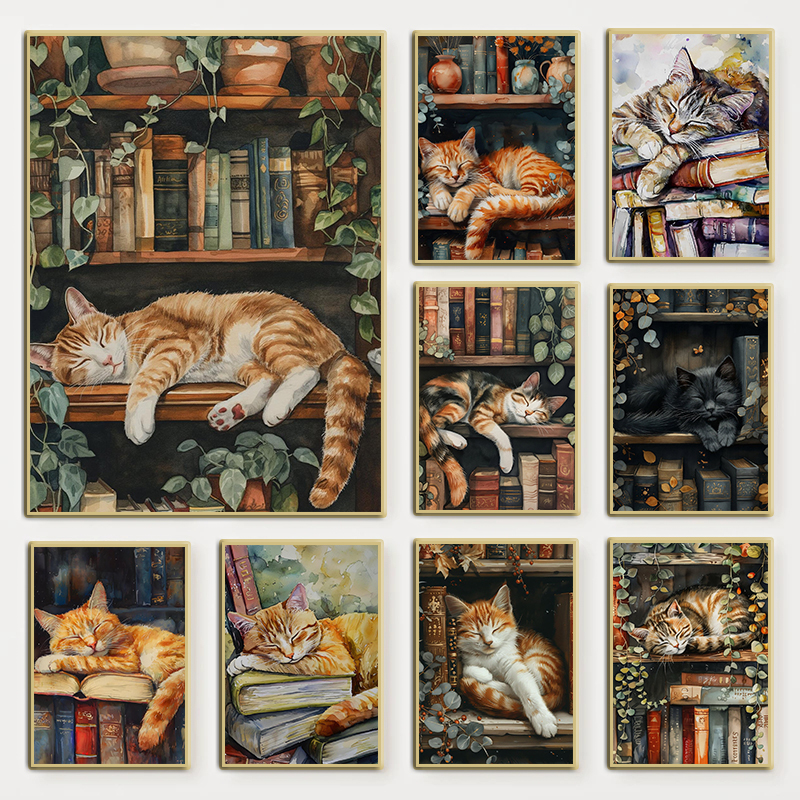 Home Decor Catalog - Cute Cat and Book Poster Victorian