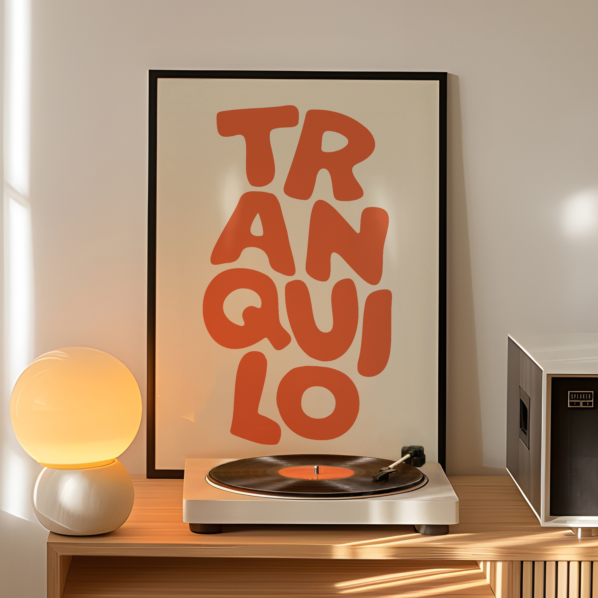 Home Decor Orange - Boho Tranquilo Orange Cream Retro Typography