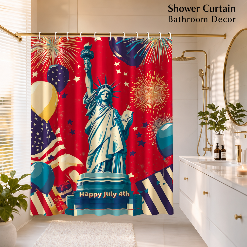 Home Decor Usa - Statue Of Liberty Shower Curtain Happy