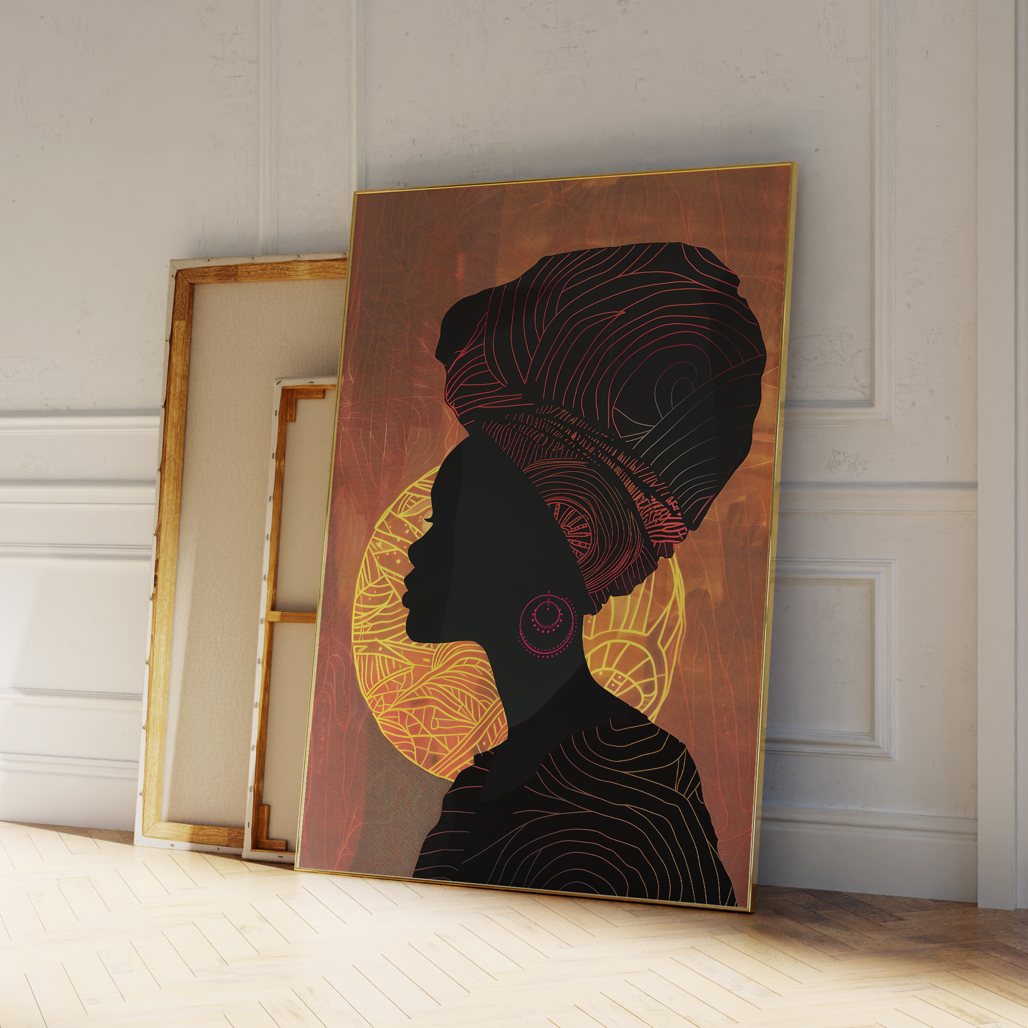 Geometric Wall Art - Modern African Women Fashion Portrait Wall