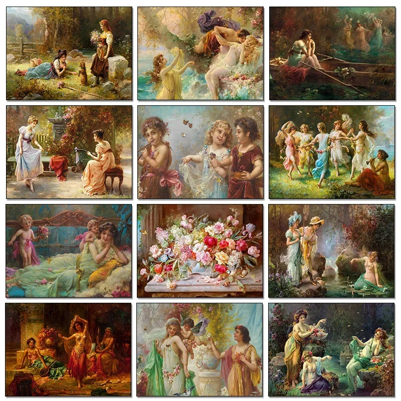 Geometric Wall Art - Vintage Renaissance Aesthetic Hans Zatzka Reproduction