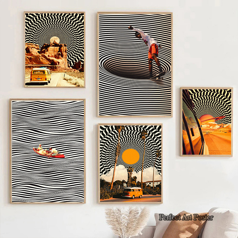 Home Decor Orange - Optical Art Posters and Prints Orange