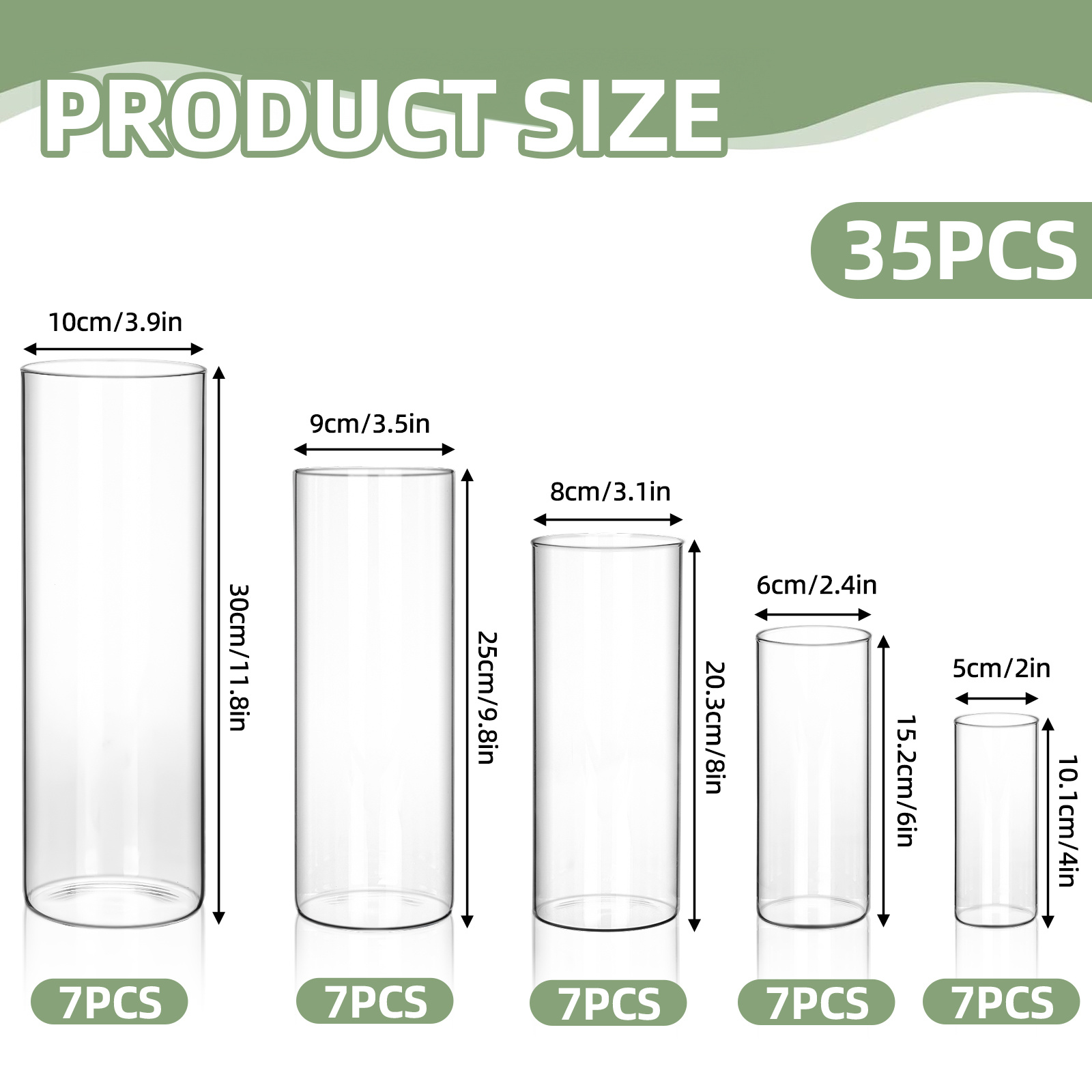 Home Decor Event - WHONLINE 35pcs Clear Glass Cylinder Vases,