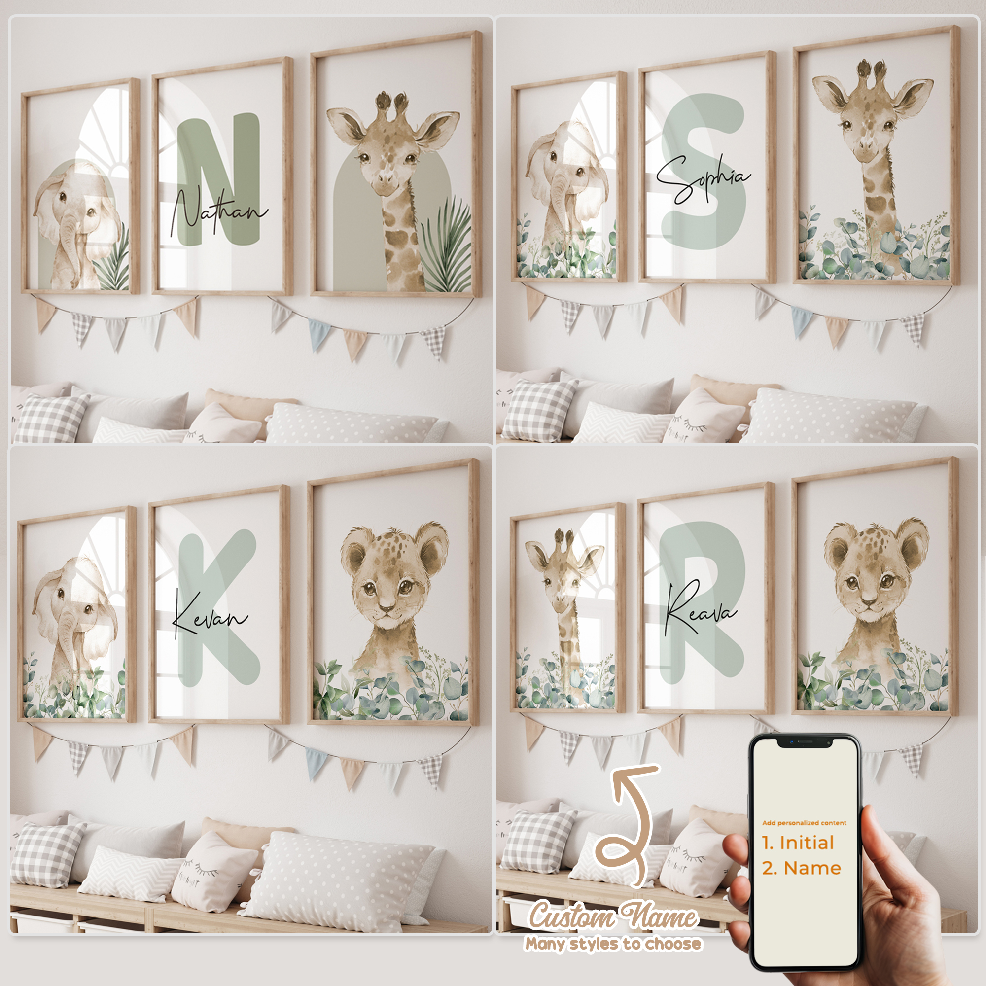 Home Decor Nepal - 3pcs Personalized Custom Name Cartoon Forest