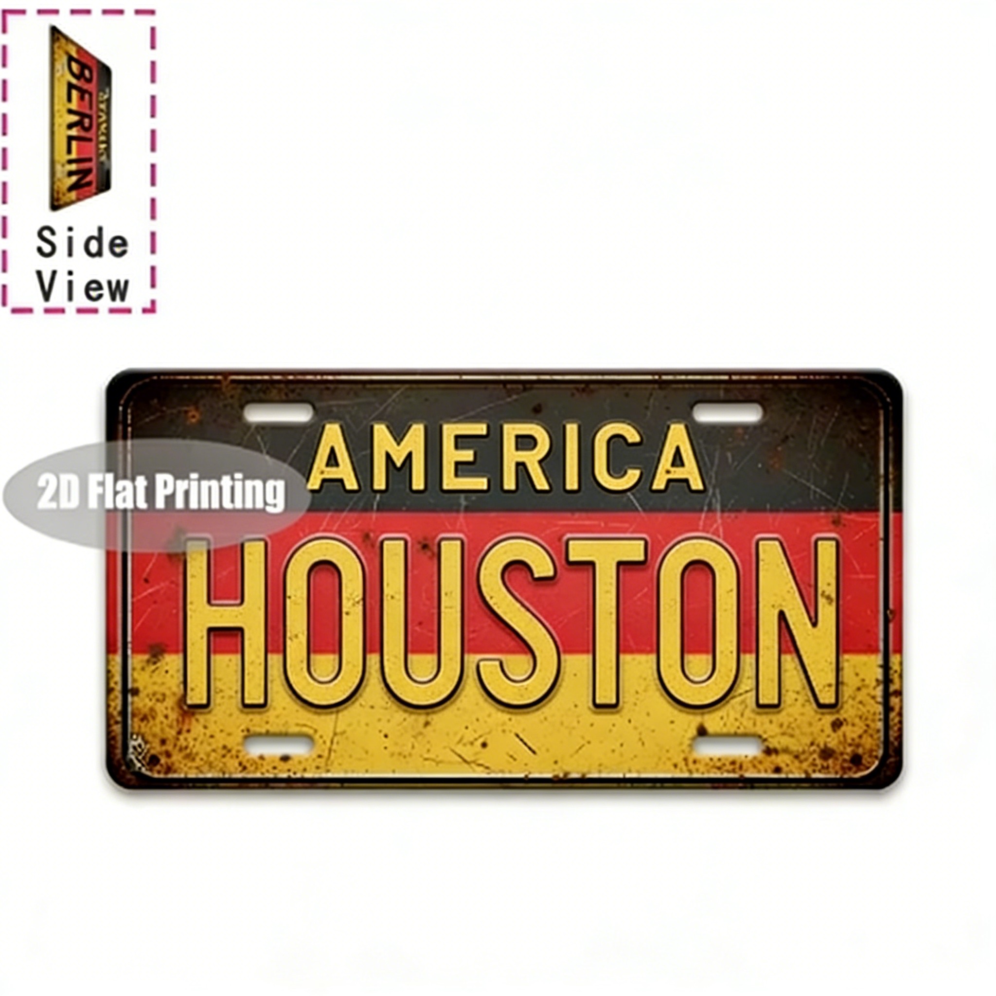 Home Decor Houston - HD Metal Tin Sign America Houston