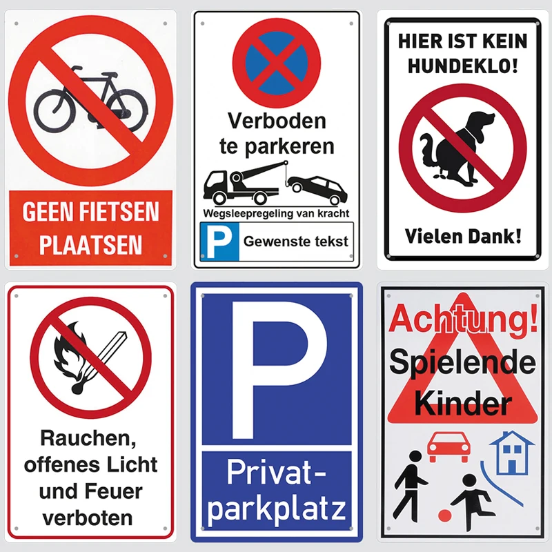 Germany Home Decor - Warning Sign German Language Tin Sign