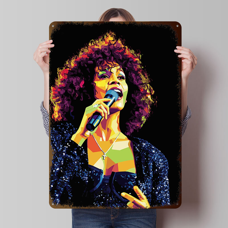 Home Decor Houston - Whitney Houston Pop Art Portrait Tin
