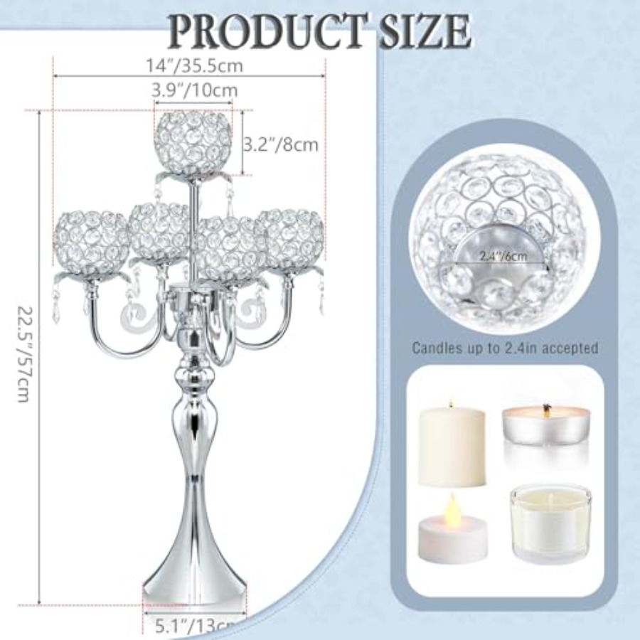 Pcs Elegant 5-Arm Tea Light Ca - Home Decor Event のレビューと価格