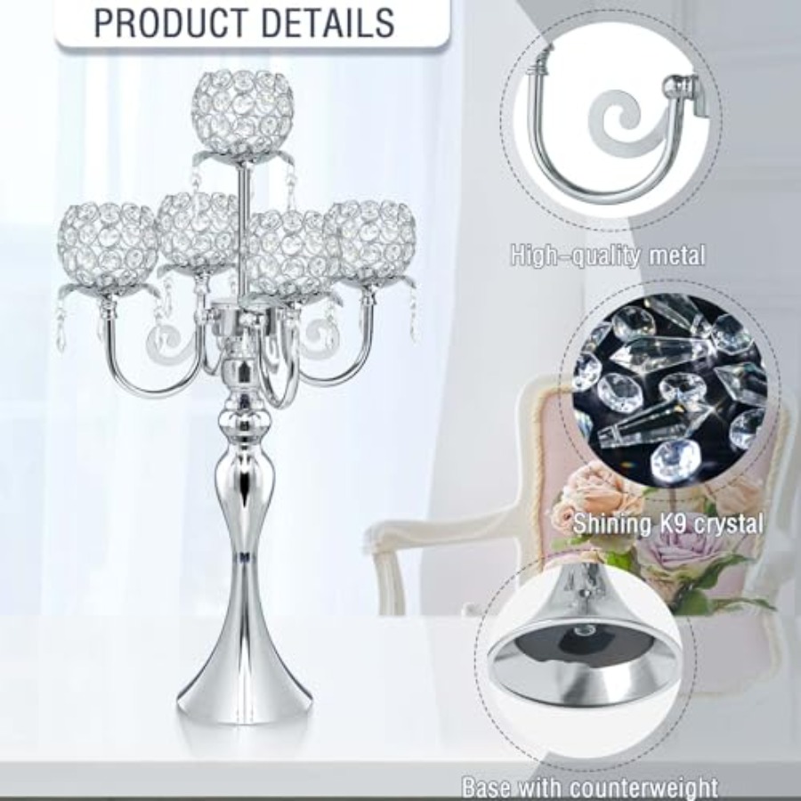 Pcs Elegant 5-Arm Tea Light Ca - Home Decor Event のレビューと価格