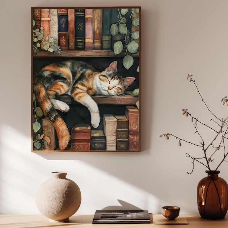 Cute Cat and Book Poster Victo - Home Decor Catalog のレビューと価格