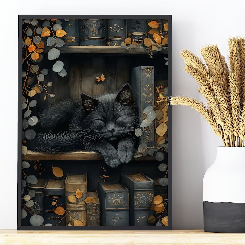 Cute Cat and Book Poster Victo - Home Decor Catalog のレビューと価格