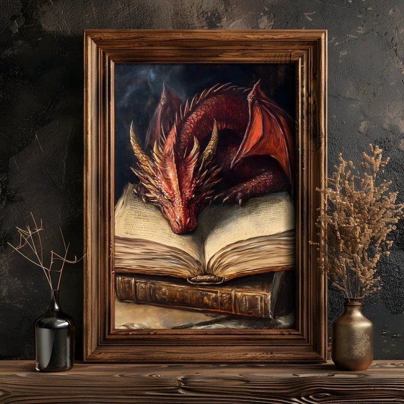 Large Dragon Reading Book Post - Home Decor Catalog のレビューと価格