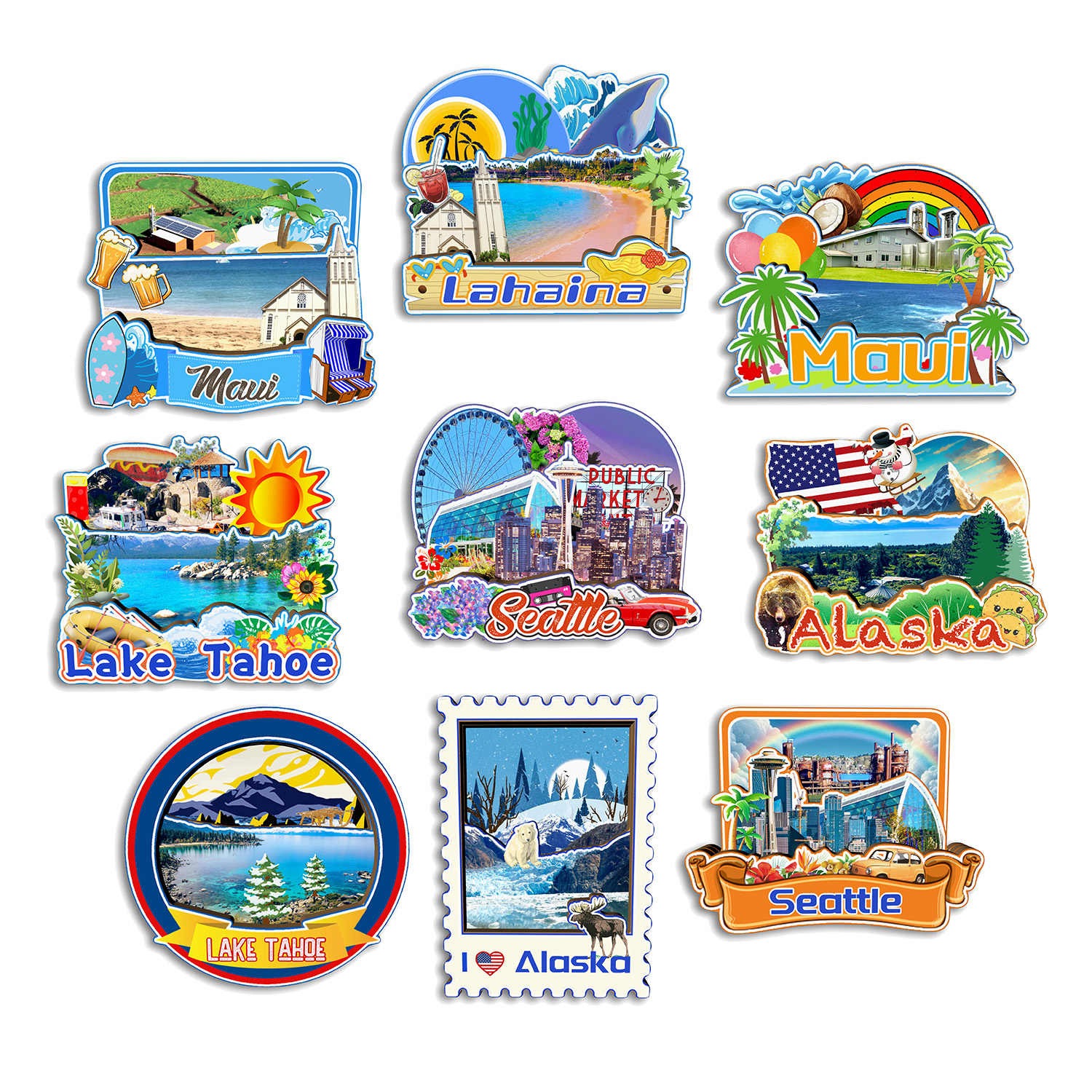 Alaska Seattle Lake Tahoe Maui - Home Decor Usa のレビューと価格