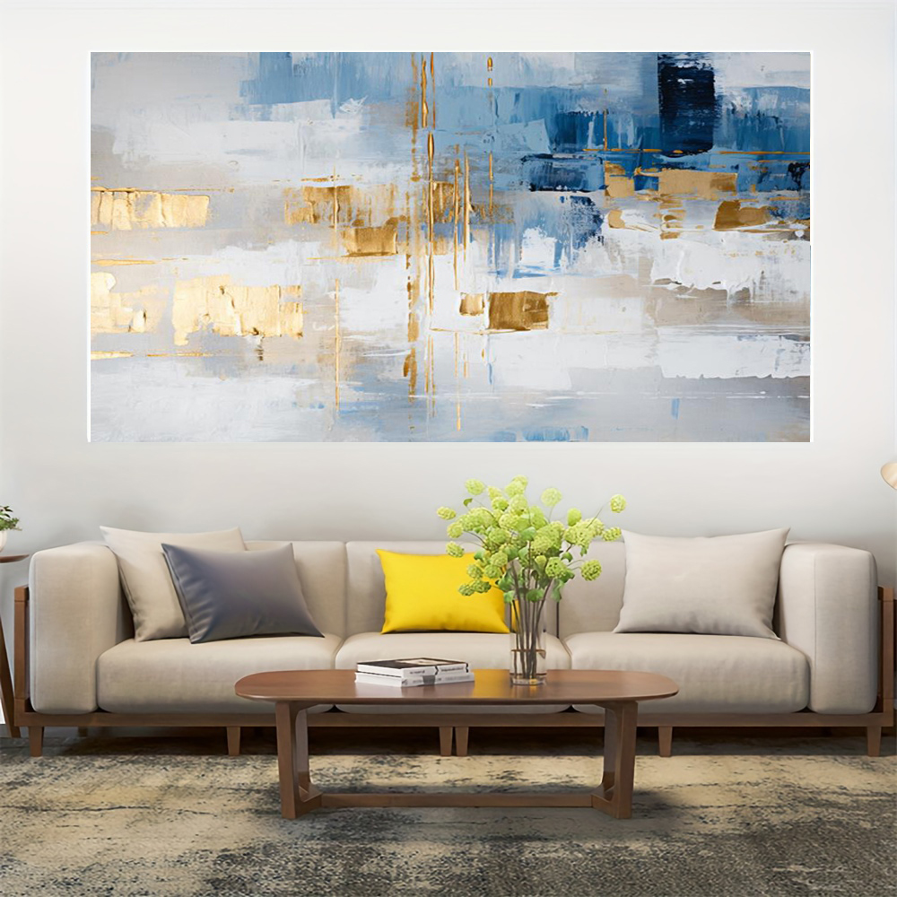 100% Handmade Abstract Oil Pai - Home Decor Orange のレビューと価格