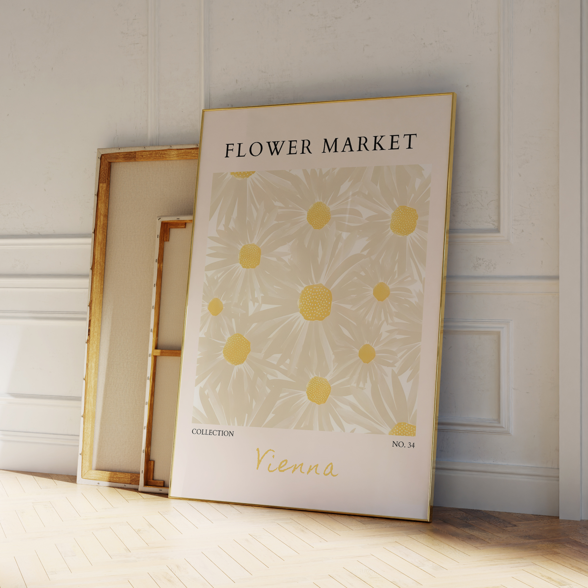 Modern Flower Market Yellow Fl - Geometric Wall Art のレビューと価格