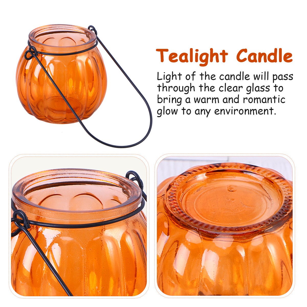 Vintage Pumpkin Glass Tealight - Home Decor Orange のレビューと価格
