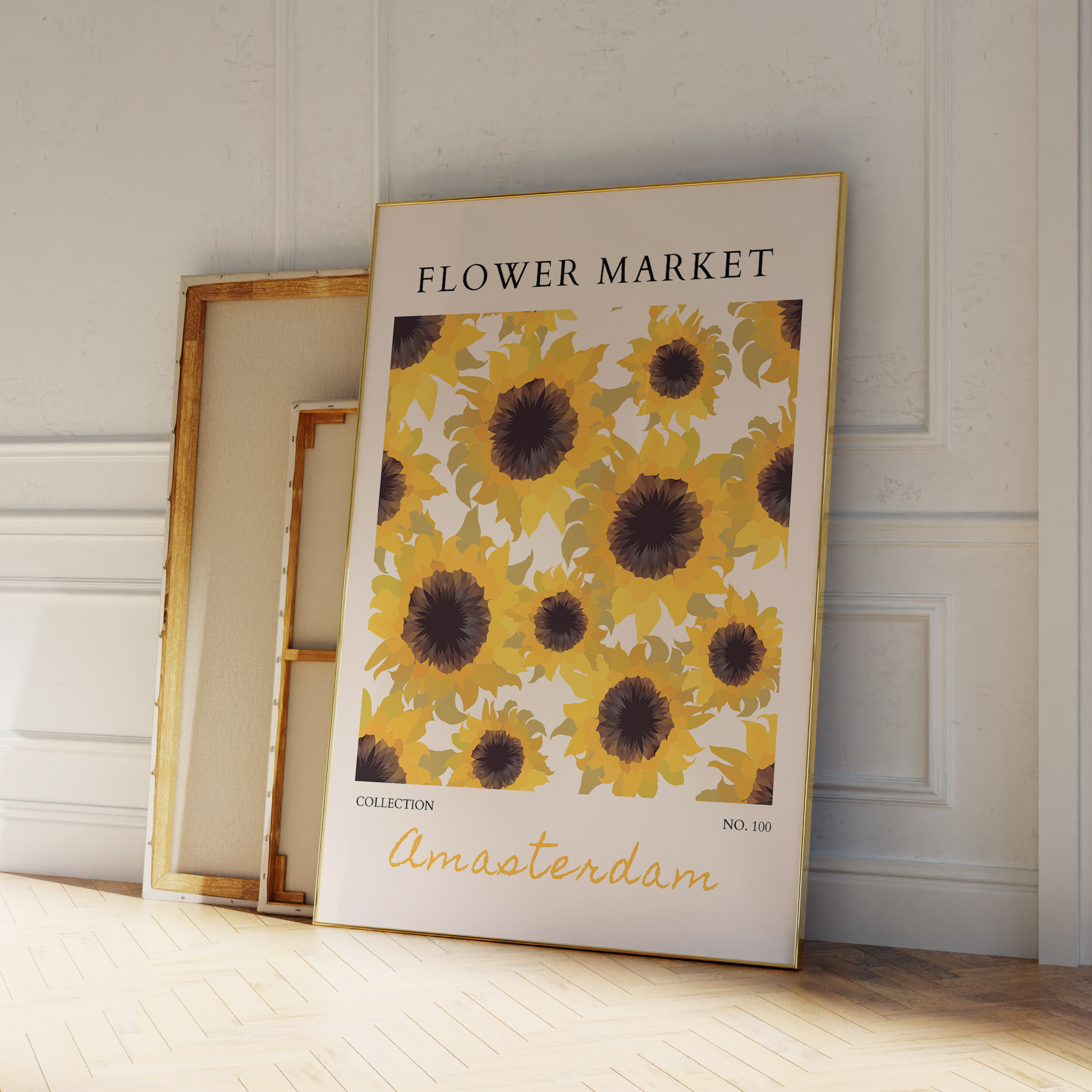 Modern Yellow Flowers Flower M - Geometric Wall Art のレビューと価格
