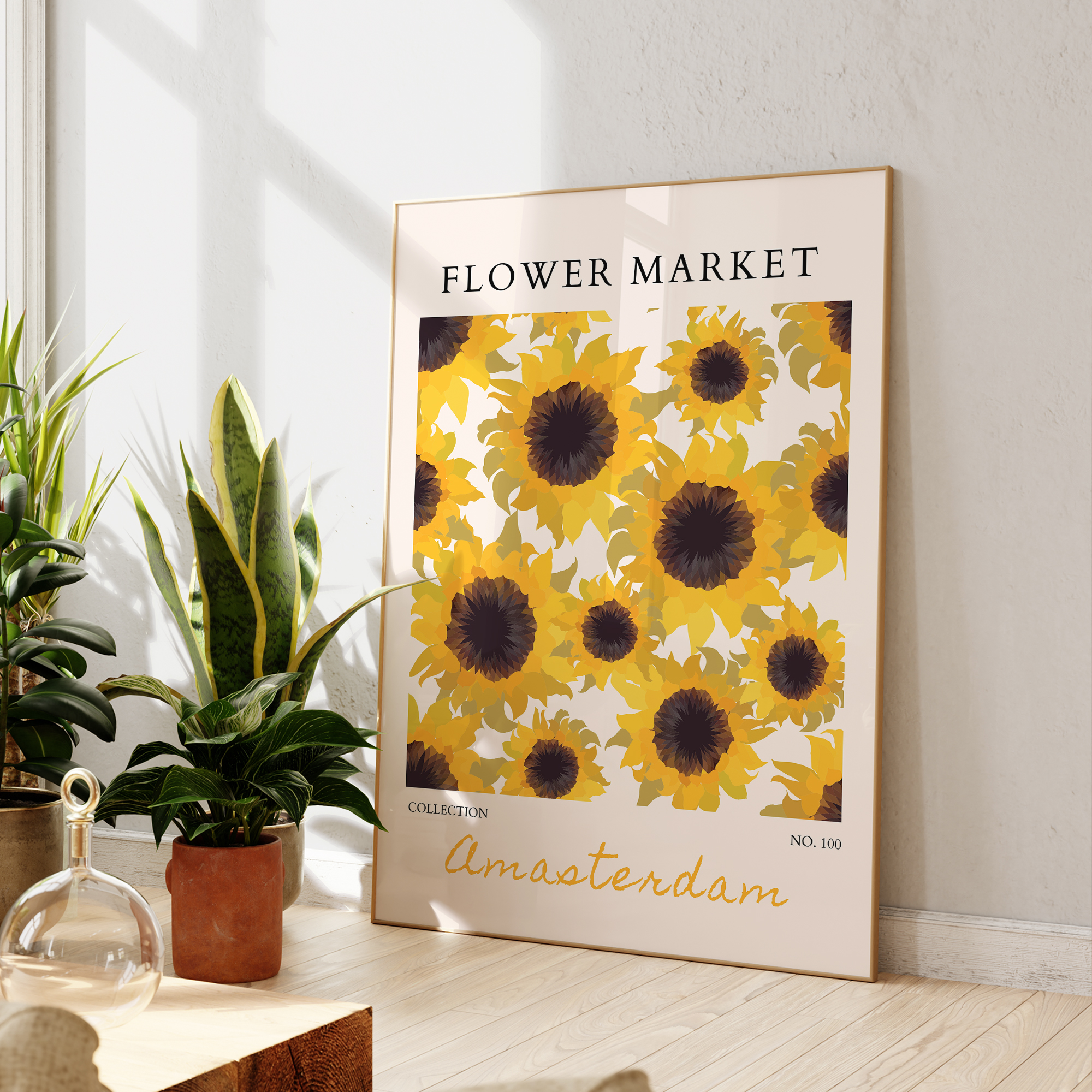 Modern Yellow Flowers Flower M - Geometric Wall Art のレビューと価格