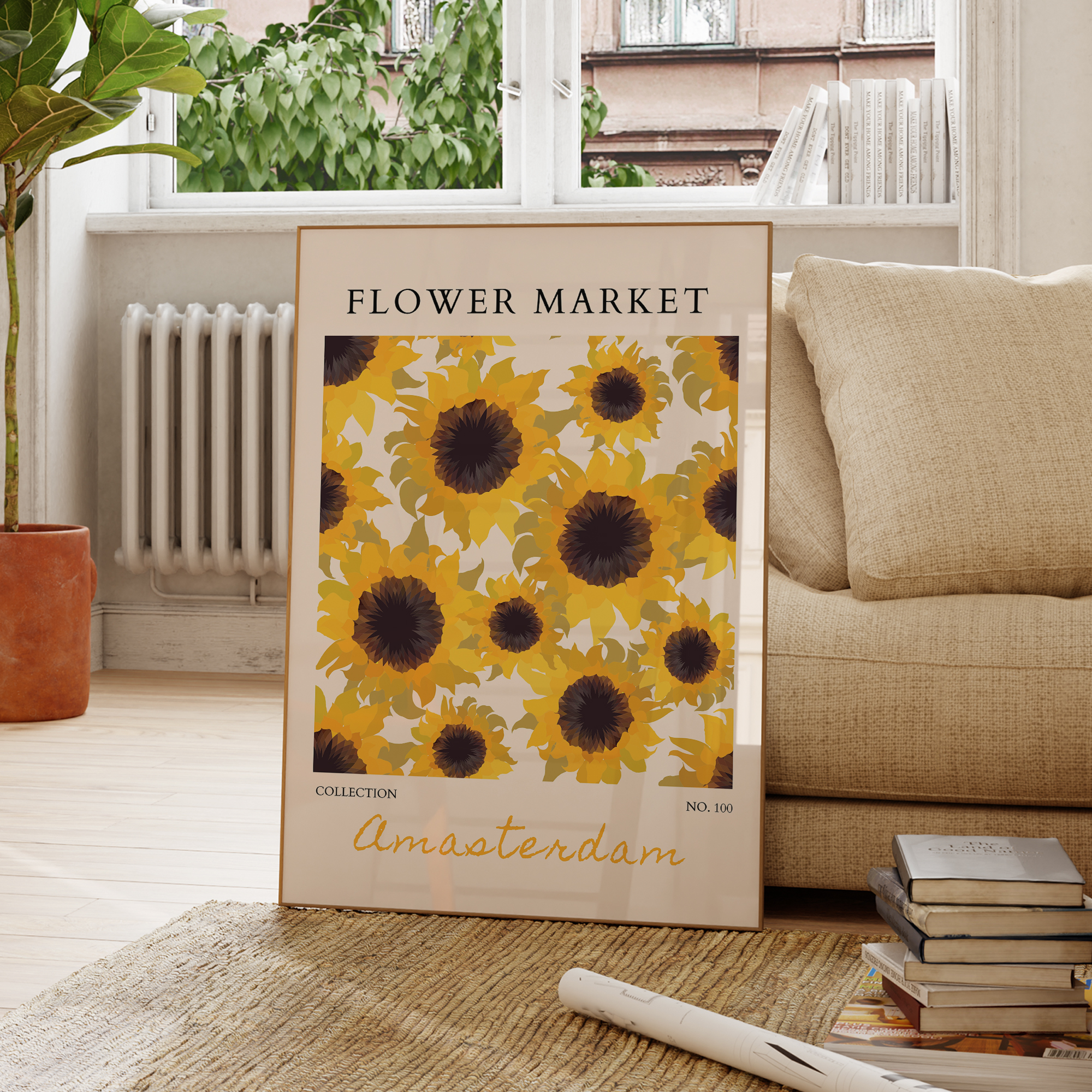 Modern Yellow Flowers Flower M - Geometric Wall Art のレビューと価格
