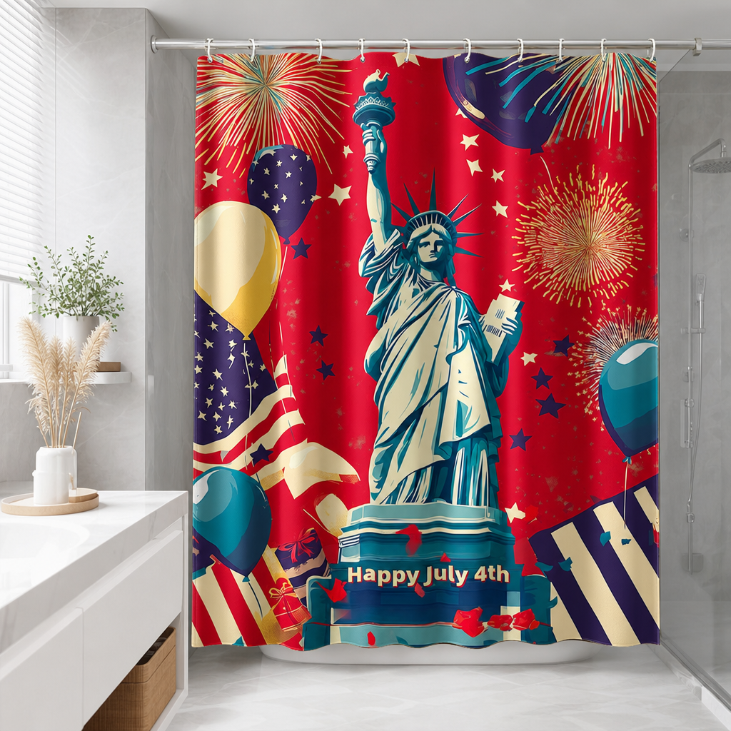 Statue Of Liberty Shower Curta - Home Decor Usa のレビューと価格