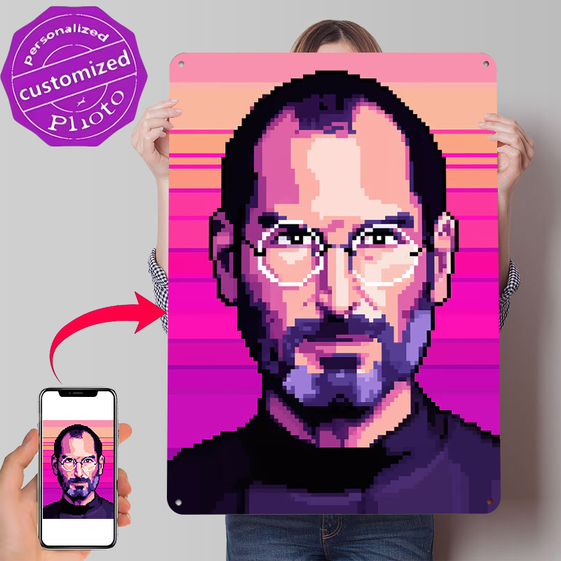 Pixel Art Steve Jobs Tin Poste - Home Decor Jobs のレビューと価格