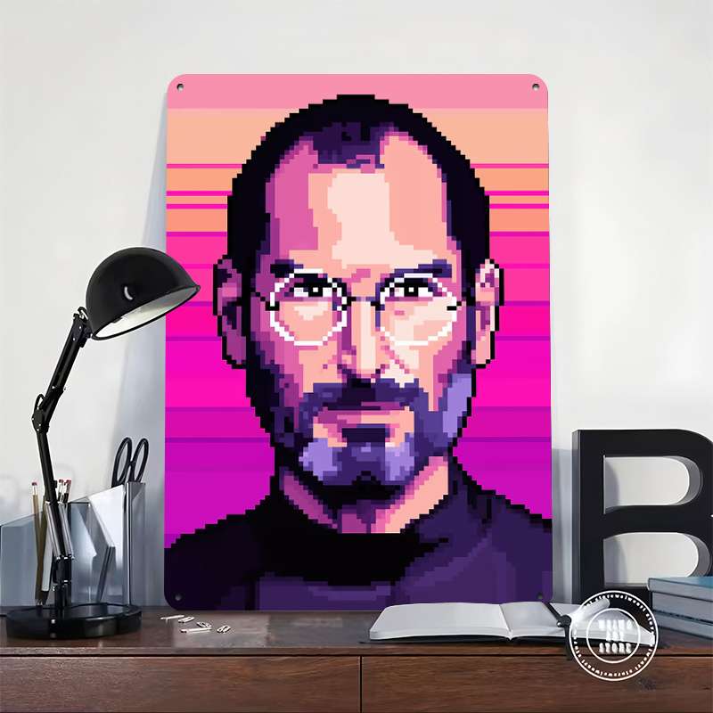 Pixel Art Steve Jobs Tin Poste - Home Decor Jobs のレビューと価格