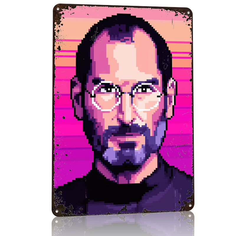 Pixel Art Steve Jobs Tin Poste - Home Decor Jobs のレビューと価格