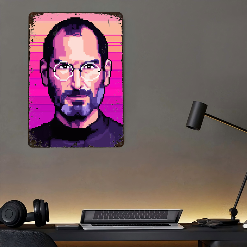 Pixel Art Steve Jobs Tin Poste - Home Decor Jobs のレビューと価格