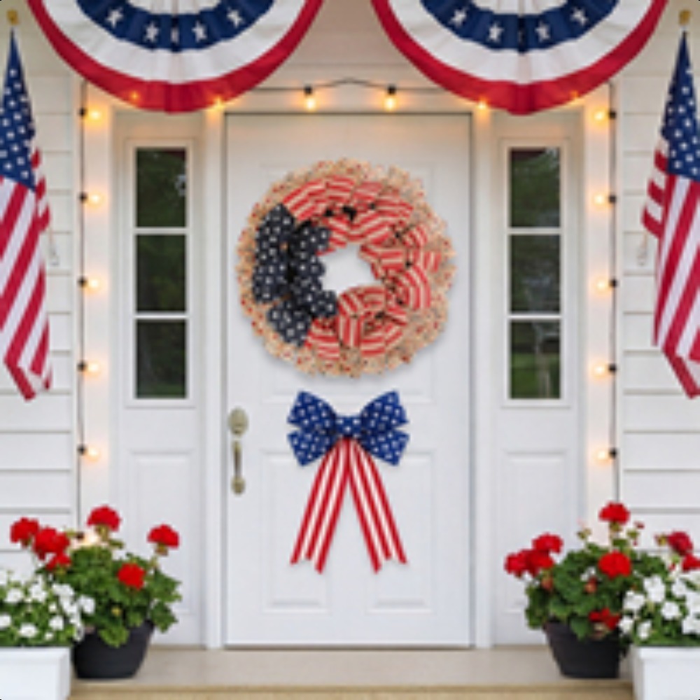 Stars Stripes Patriotic Burlap - Home Decor Usa のレビューと価格
