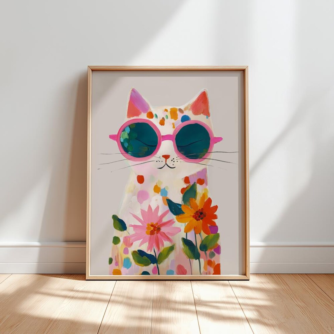 “Colorful Boho Cat Wall Art: P - Geometric Wall Art のレビューと価格