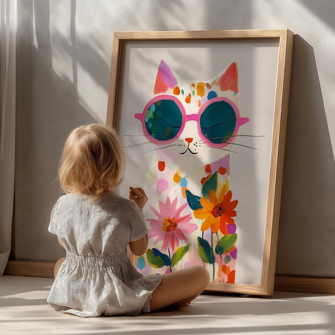 “Colorful Boho Cat Wall Art: P - Geometric Wall Art のレビューと価格