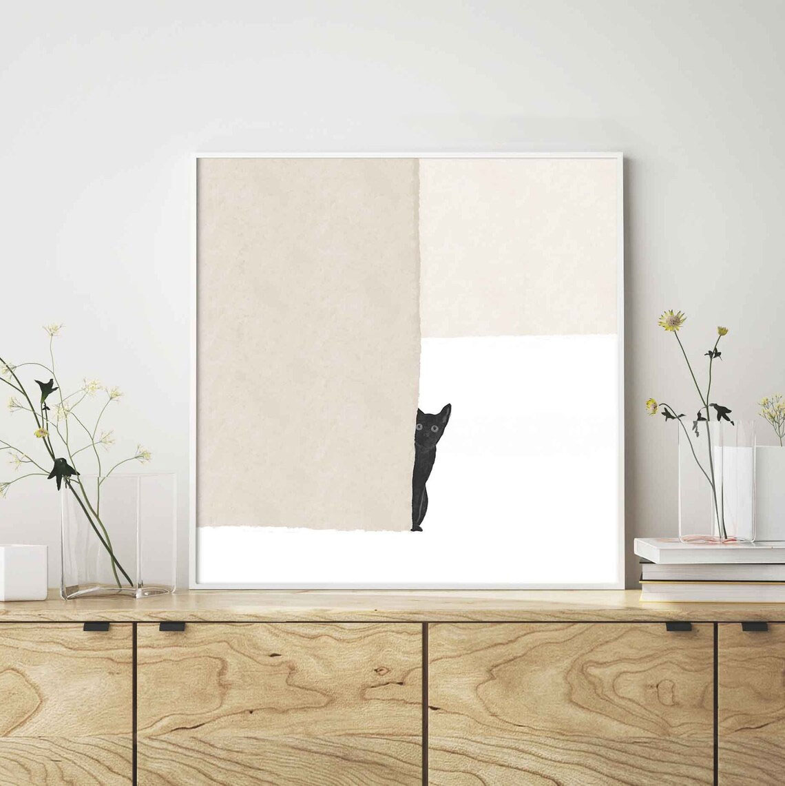Abstract Black Cat Poster, Pri - Geometric Wall Art のレビューと価格