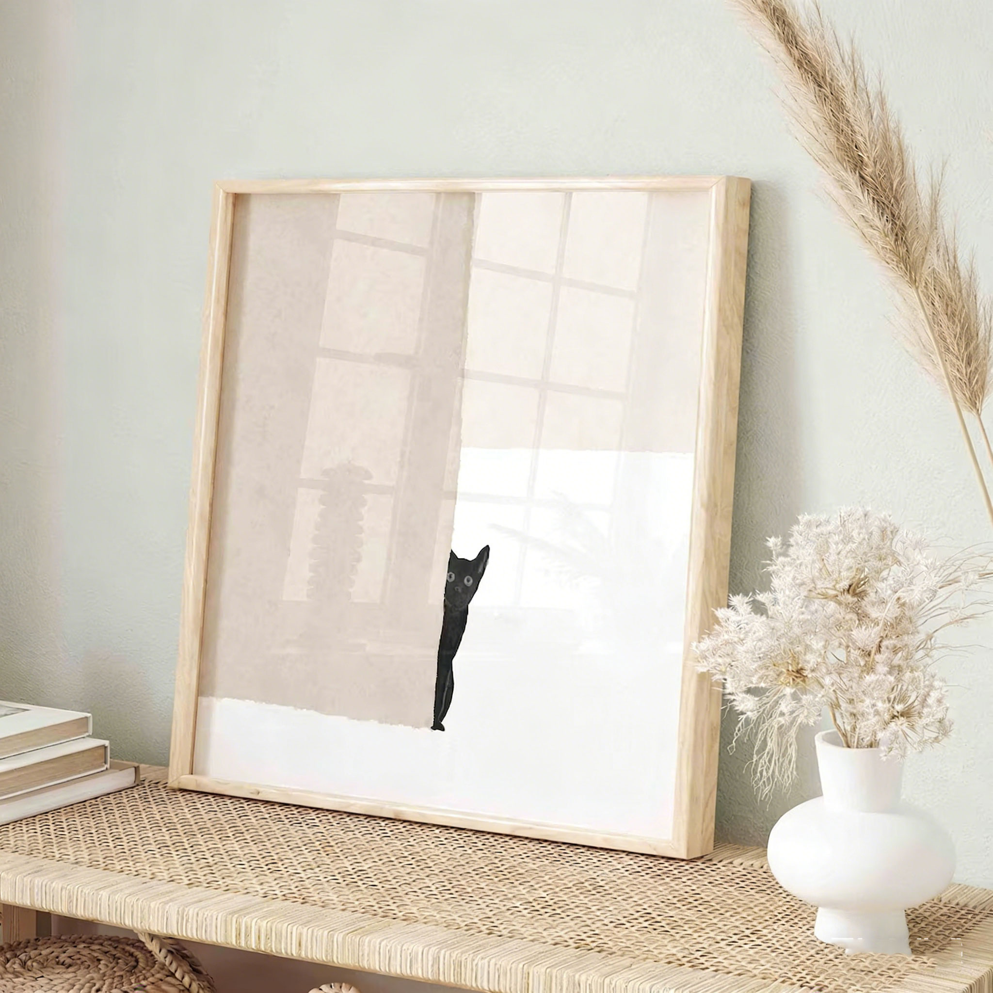 Abstract Black Cat Poster, Pri - Geometric Wall Art のレビューと価格