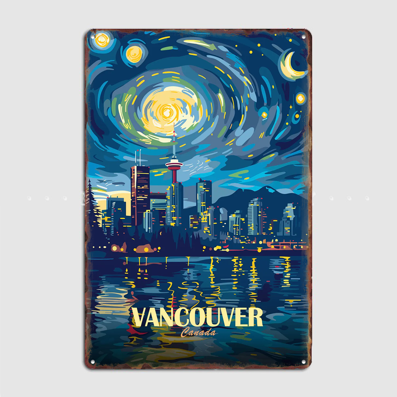 Vancouver Canada Night Skyline - Home Decor Vancouver のレビューと価格