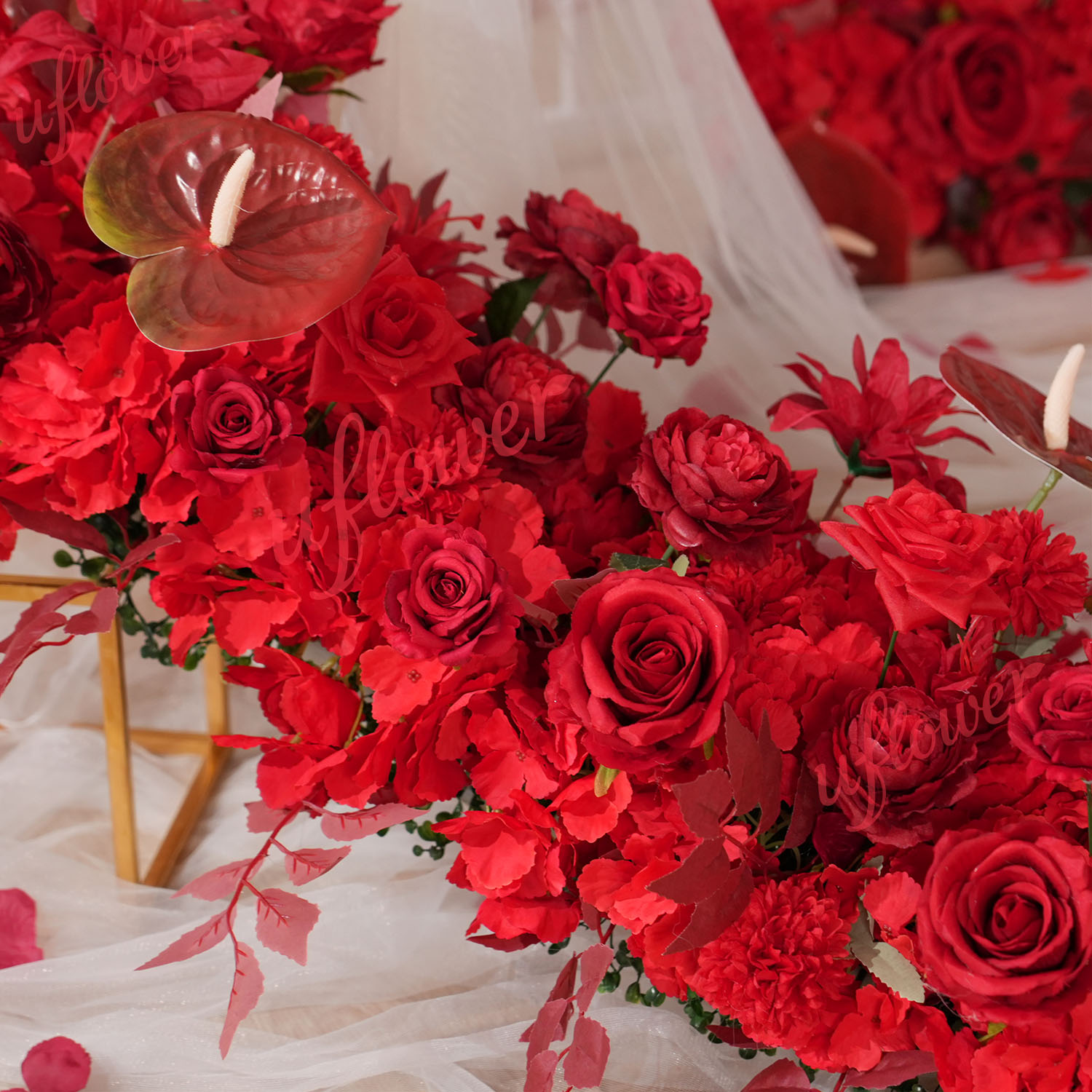 Uflower Red Flower Row Wedding - Home Decor Event のレビューと価格