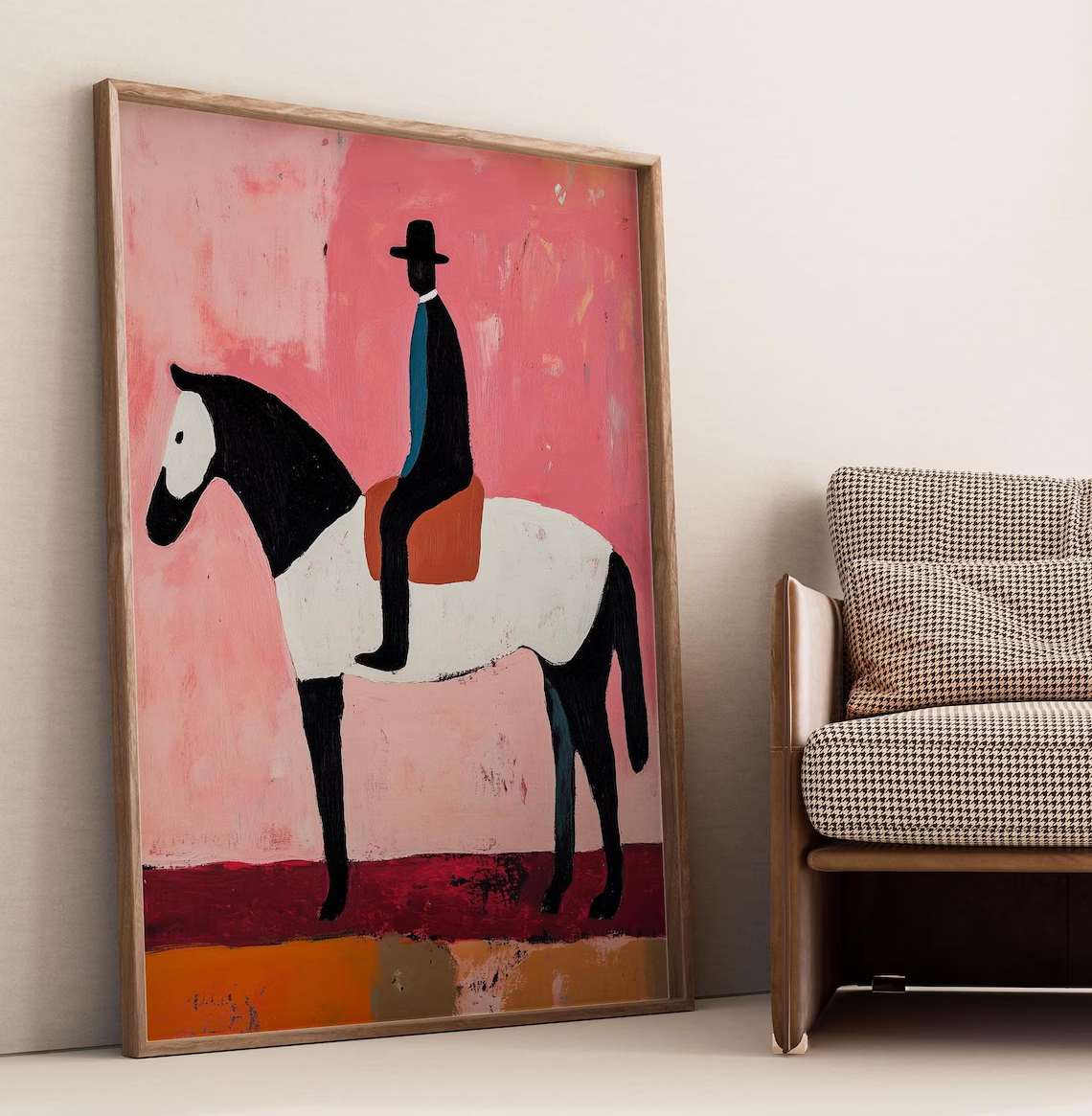 Abstract Cowboy Horse Wall Art - Geometric Wall Art のレビューと価格