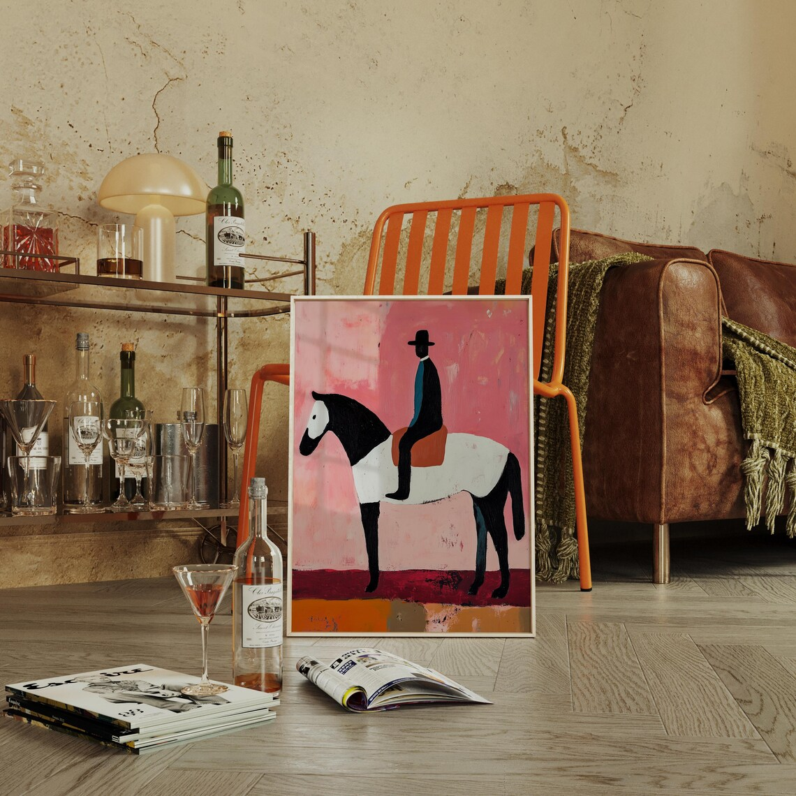 Abstract Cowboy Horse Wall Art - Geometric Wall Art のレビューと価格