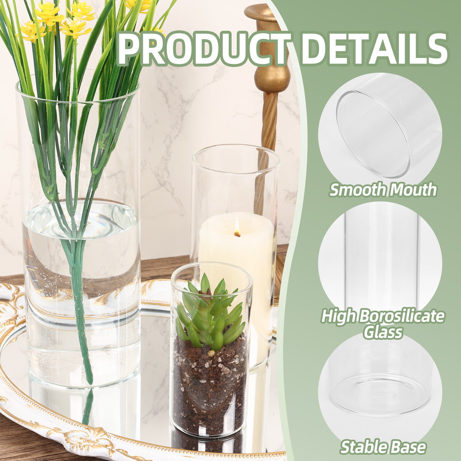 WHONLINE 35pcs Clear Glass Cyl - Home Decor Event のレビューと価格