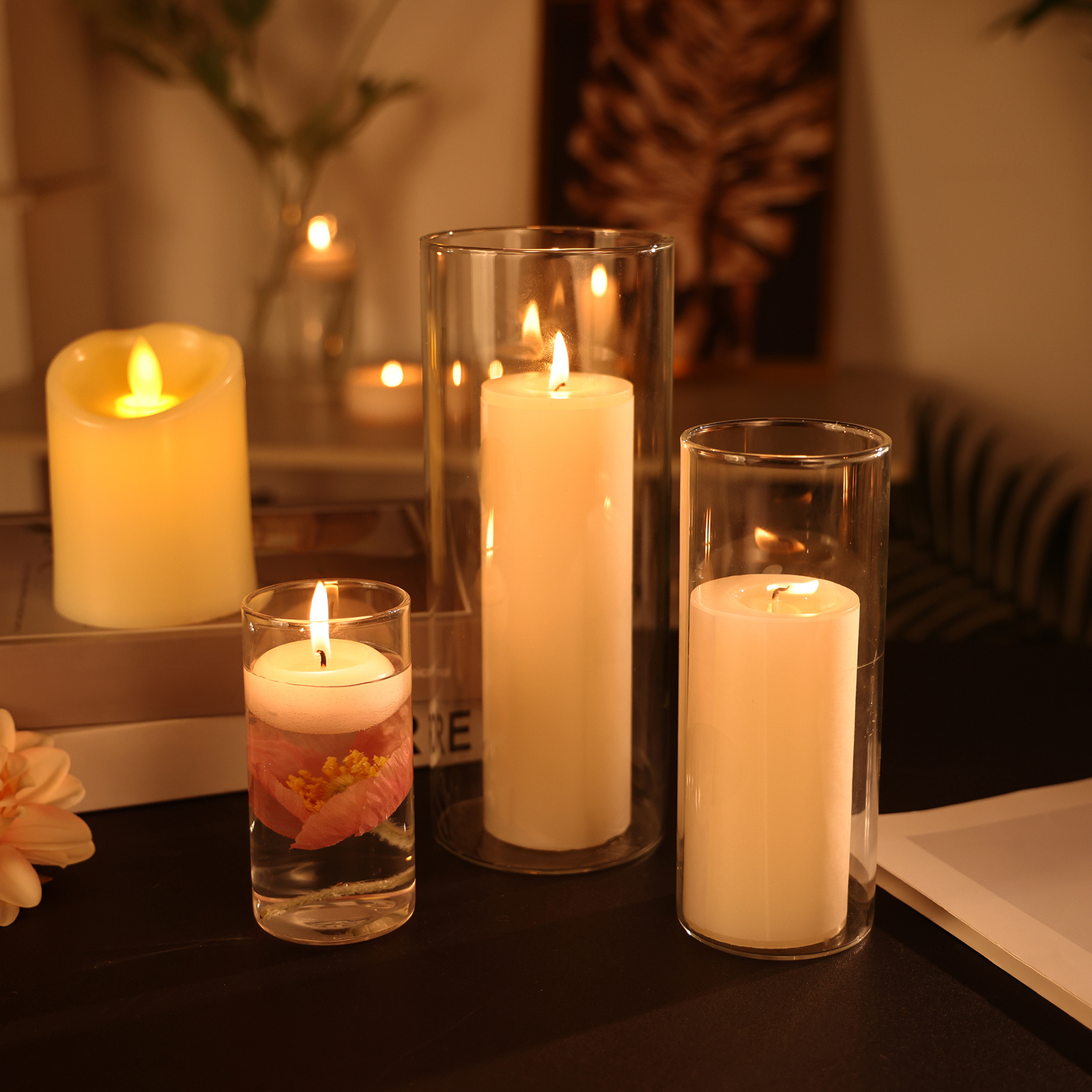 WHONLINE 35pcs Clear Glass Cyl - Home Decor Event のレビューと価格