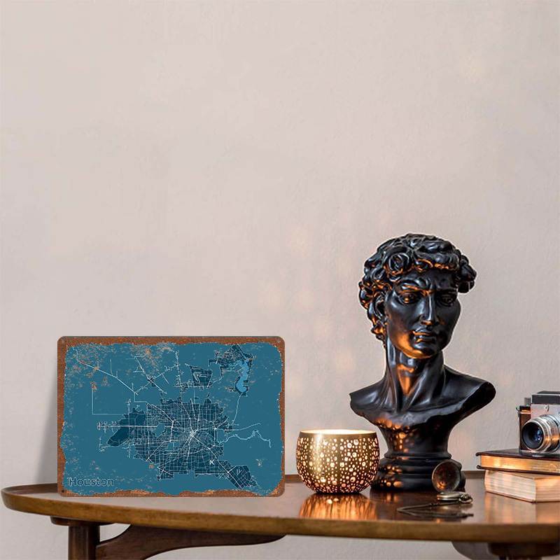 Houston City Map Metal Poster  - Home Decor Houston のレビューと価格
