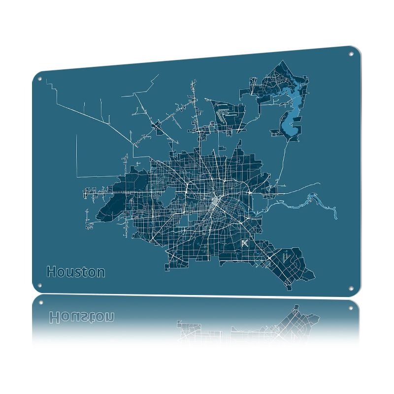Houston City Map Metal Poster  - Home Decor Houston のレビューと価格