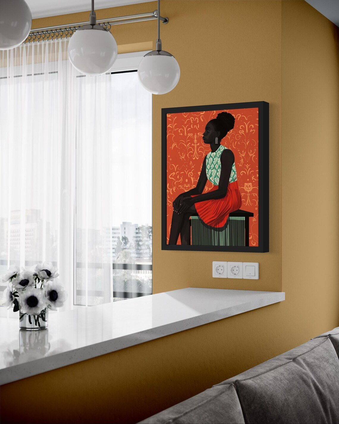 Black Woman Art, Abstract Blac - Geometric Wall Art のレビューと価格