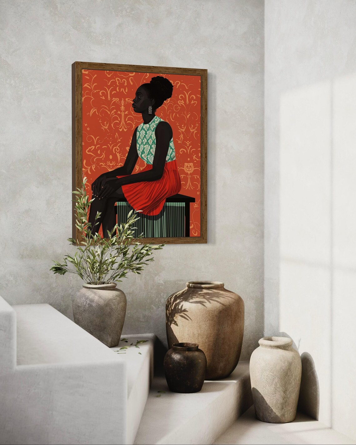 Black Woman Art, Abstract Blac - Geometric Wall Art のレビューと価格