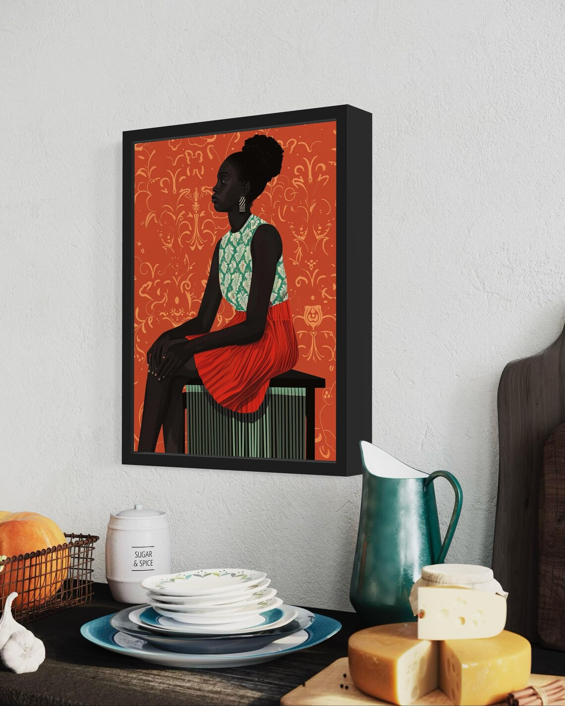 Black Woman Art, Abstract Blac - Geometric Wall Art のレビューと価格
