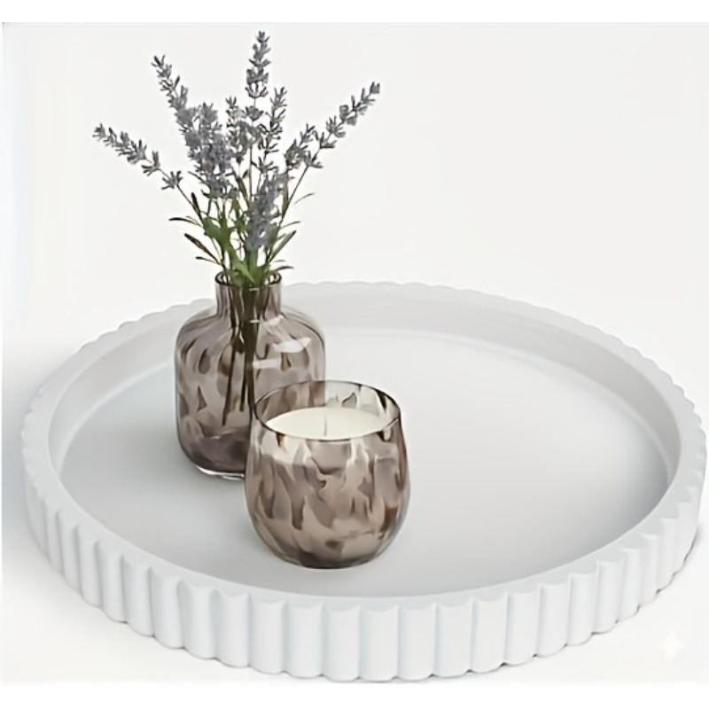 Round white tray modern wavy t - Home Decor Center のレビューと価格