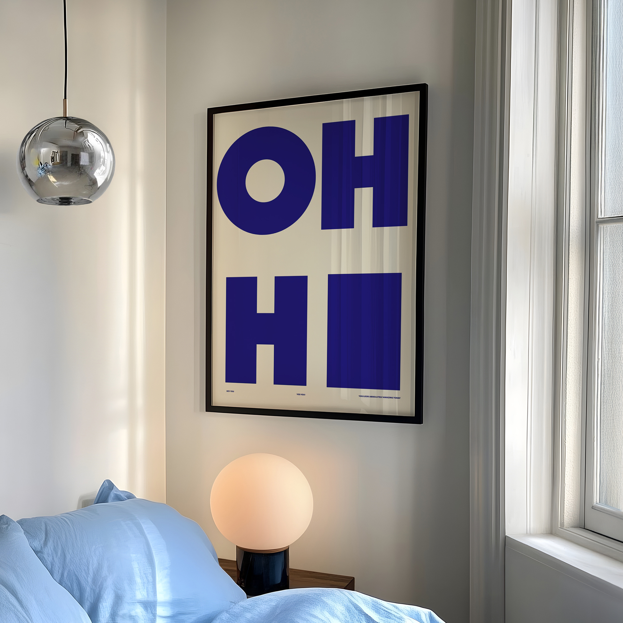 Modern,Minimalist OH HI Blue W - Home Decor Nepal のレビューと価格