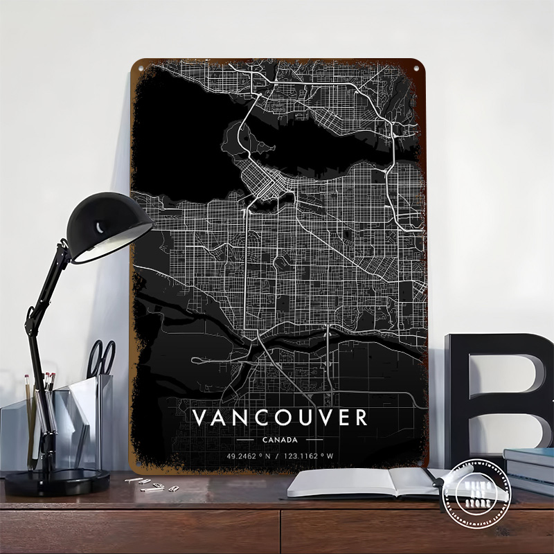 Vancouver City Map Dark Tinpla - Home Decor Vancouver のレビューと価格