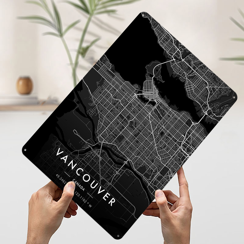 Vancouver City Map Dark Tinpla - Home Decor Vancouver のレビューと価格
